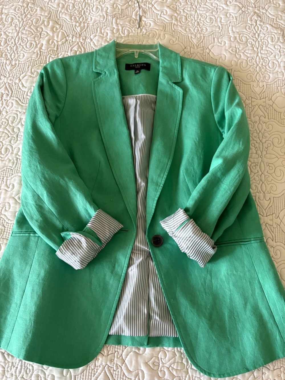 Talbots linen Single-Button Blazer - Picture 6 of 13